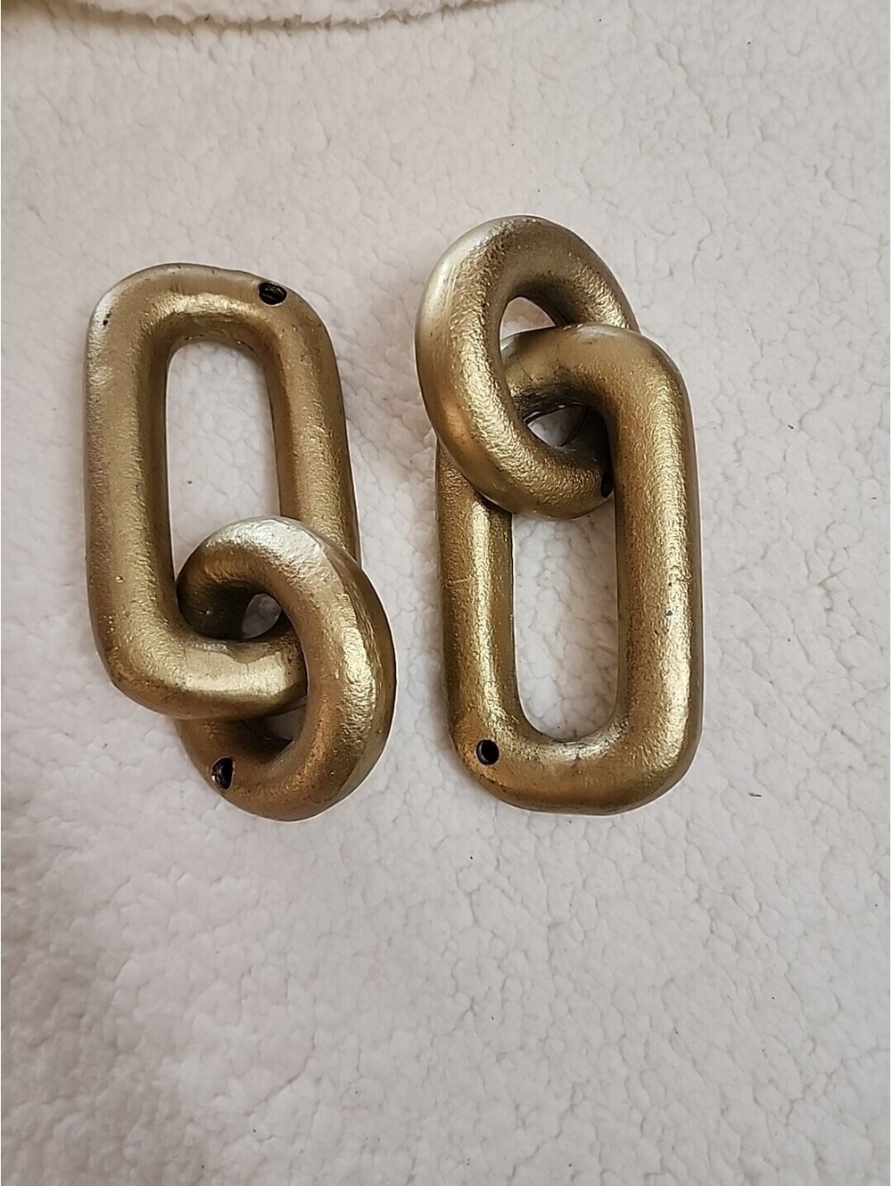 Set Of 2 Metal Antique Gold Color Heavy Bell Shaped Links Chain Home Decor